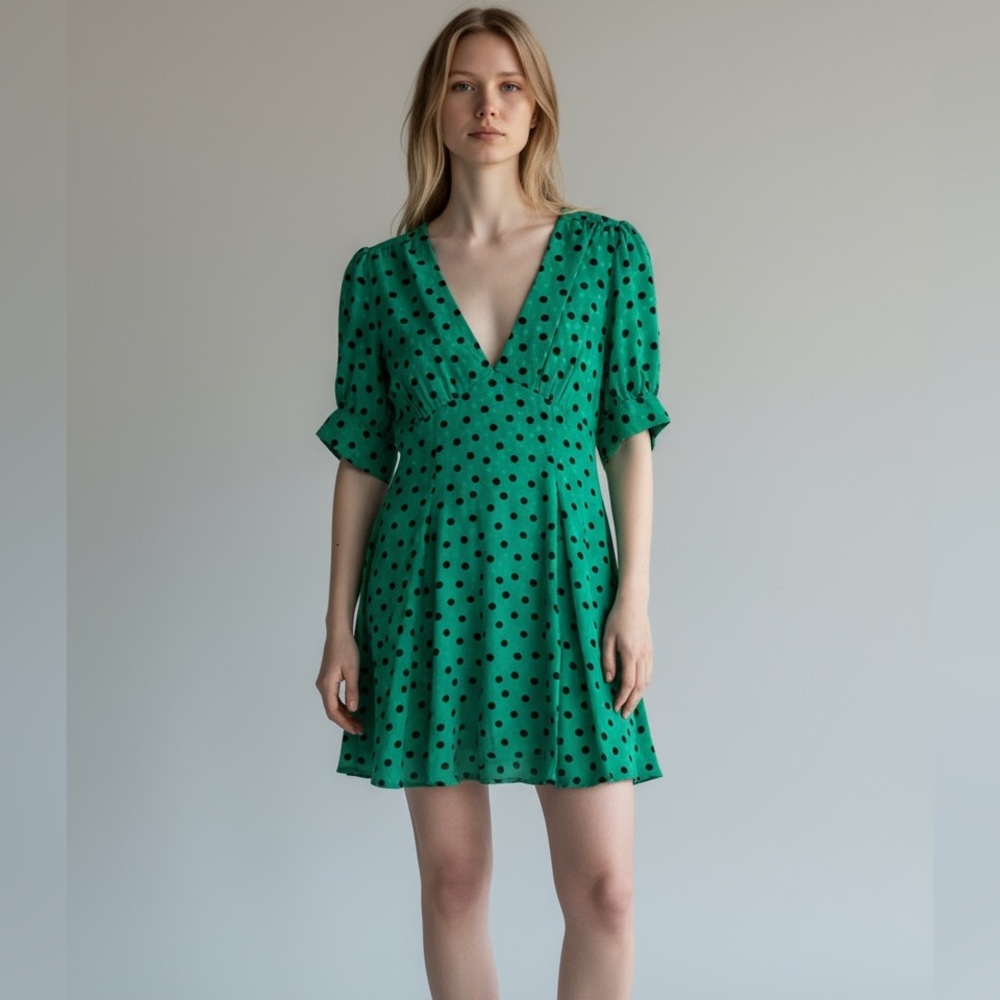 Topshop Green Polka Dot Mini Dress